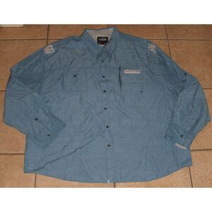 LR SCOOP Mens Sz 4X Casual or Dress Blue Long Roll Tab Sleeve Button Up Shirt